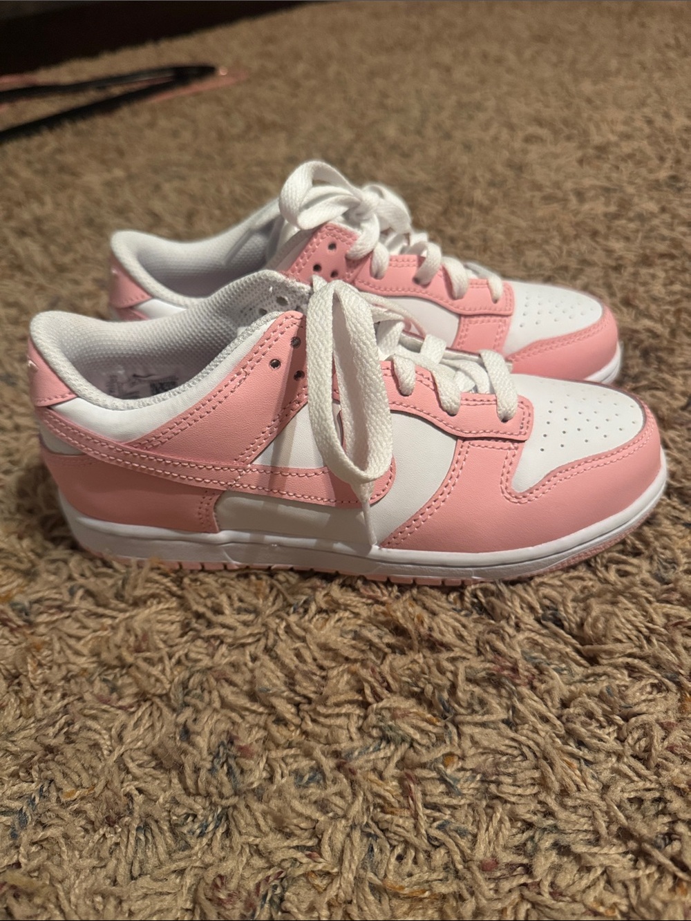 Nike Court Legacy Girls Pink and White Low-Top Sneakers with Cushioned Support